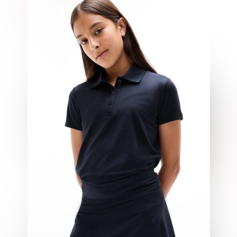 NWT Athleta Girl Bundle of 2 School Day Navy Polo Shirts Size L/12.